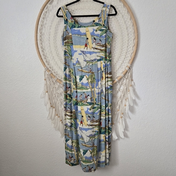 Reyn Spooner Vintage Hawaiian Maxi Sleeveless Resort Vacation Dress w/Pockets - Picture 2 of 9
